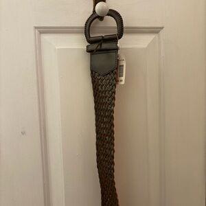 Portmans Grey Braided Leather Wide Belt